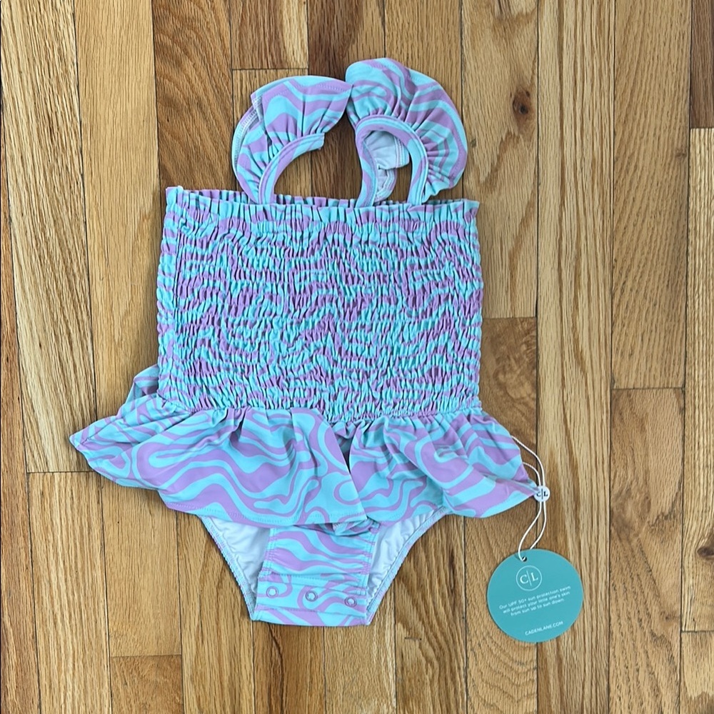 Caden Lane Smocked One-Piece with Ruffle Skirt - Wavy Days